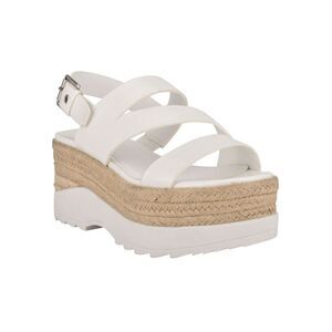 MARC FISHER Womens White 2" Platform Zakiya Open Toe Wedge Espadrille Shoes 11 M